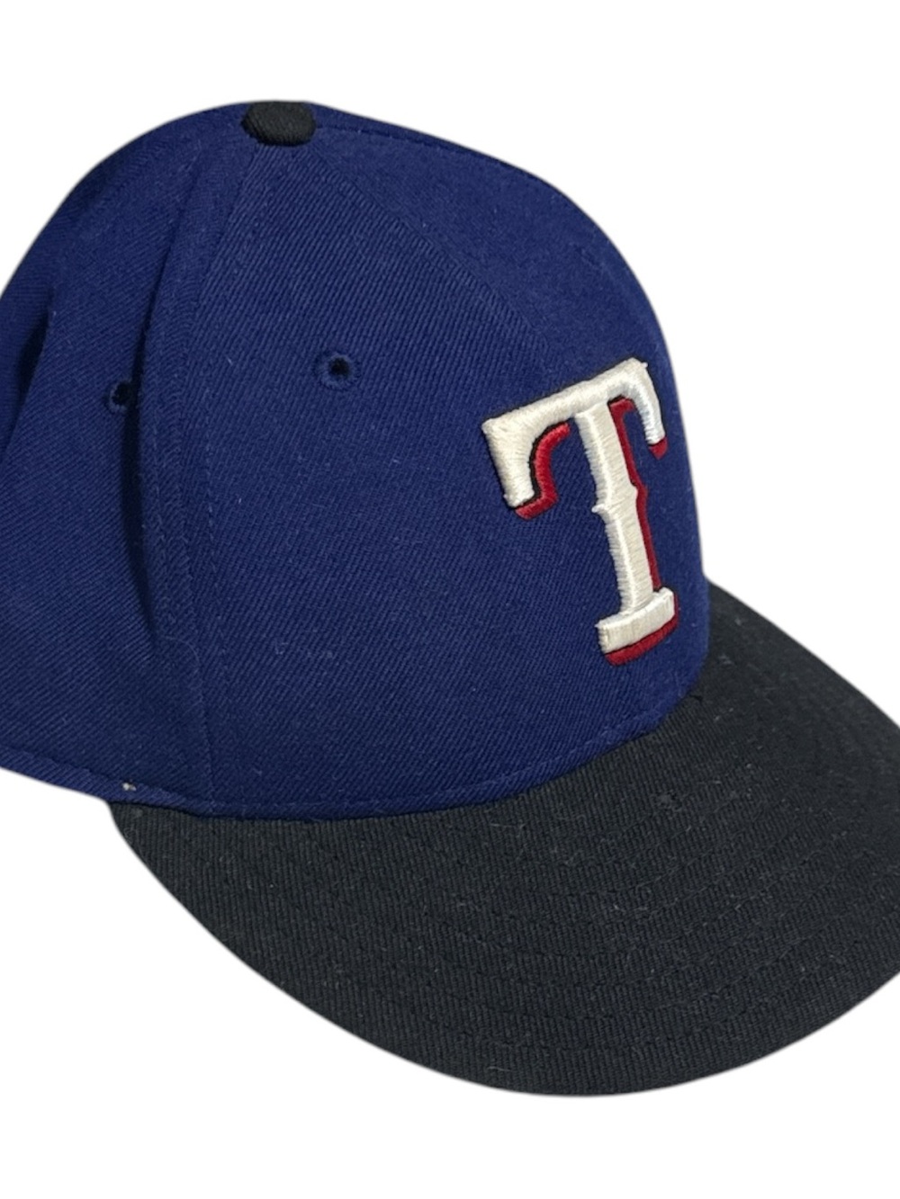 New Era Blue & Black Baseball Cap with White and Red 'T' Embroidery